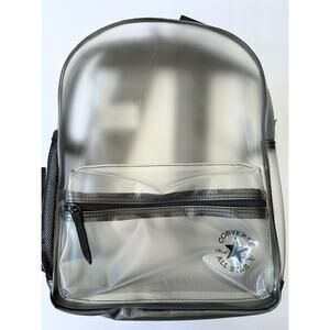 Converse Clear Medium Size Transparent Black Backpack Lightweight Work School